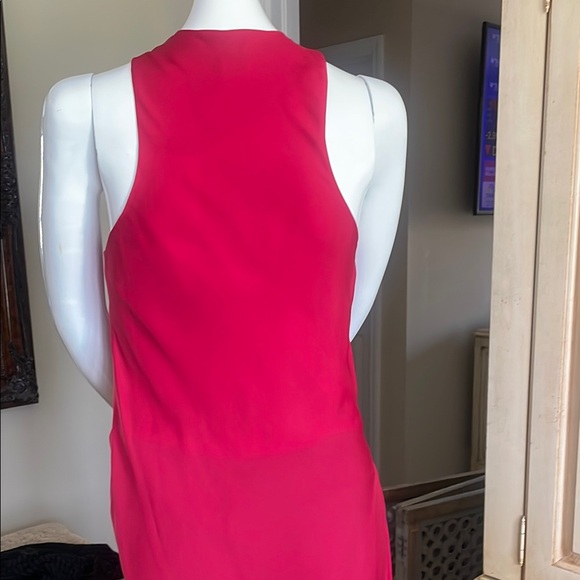 Haute Hippie Asymmetrical Cowl Drape Ruched Top S EUC Red Silk - Picture 8 of 13